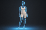 Hologram wireframe model - centered full