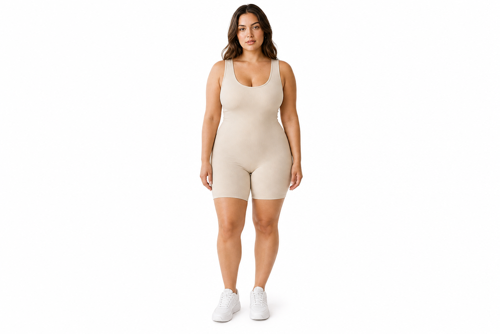 Model front studio - wide tank straps scoop neck